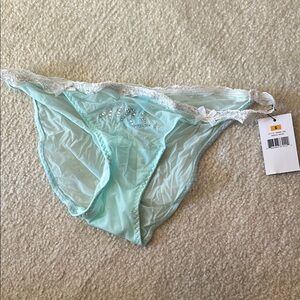Bride Panties Elegant Lace Trimmed Light Blue Betsy Johnson NWT